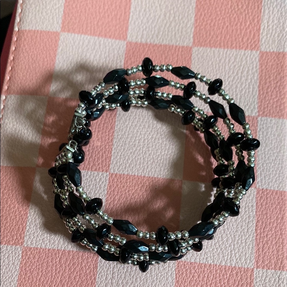 Elegant Black and Silver Beaded Bracelet